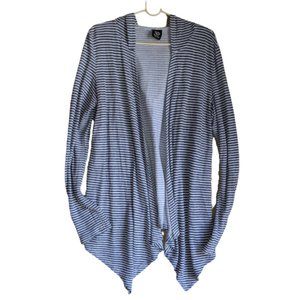 Bobeau Hooded Cardigan Gray and White One Size